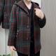 26新款 春高档秋冬妈妈中长版 连帽羊毛格子中老年风衣外套百搭洋派