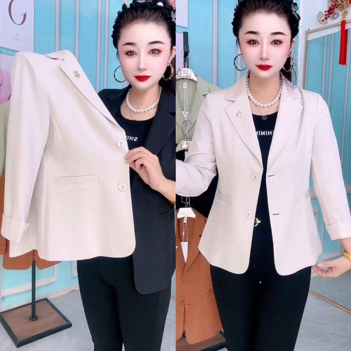 九分袖西装外套女士春夏2026新款小个子短款气质薄款开春西服上衣