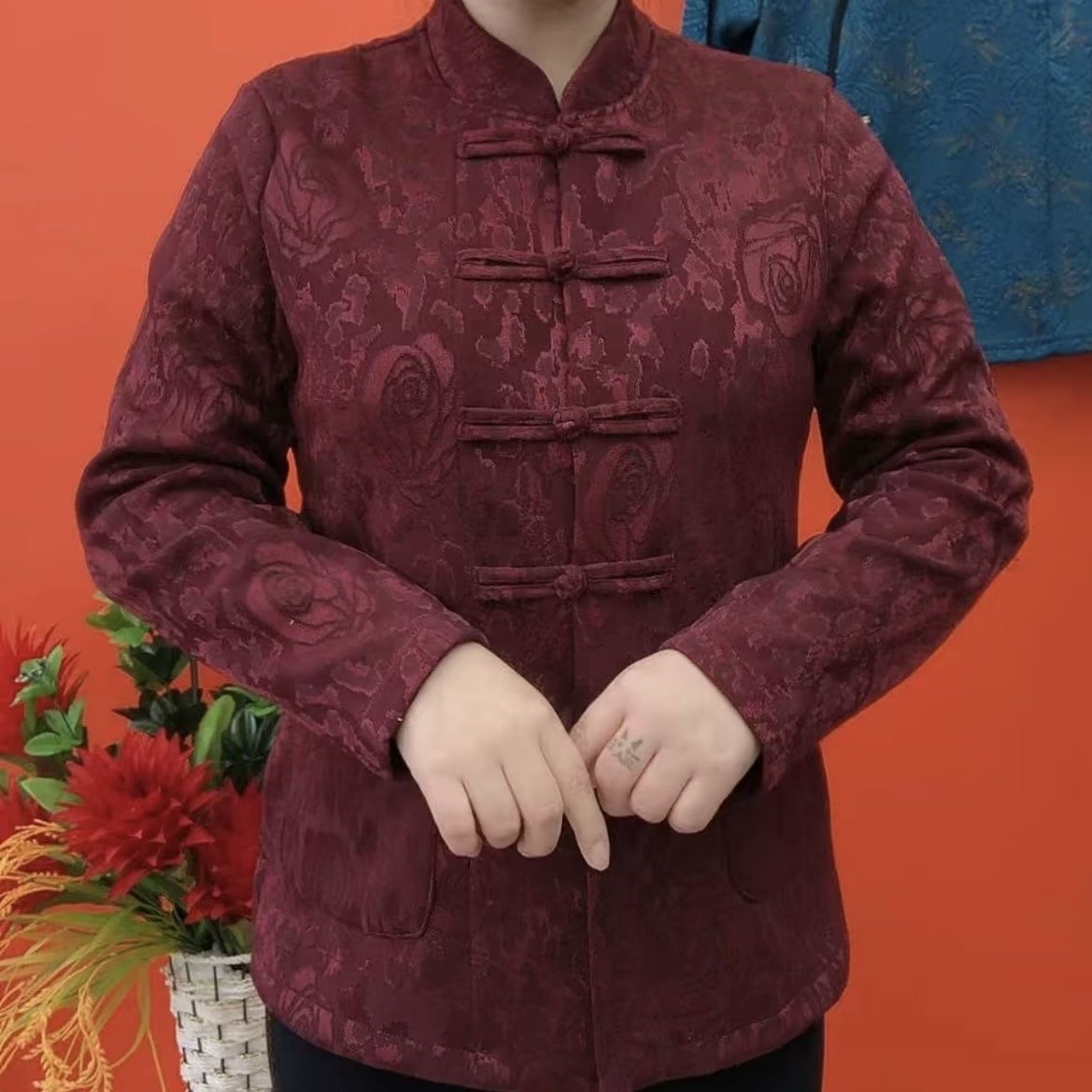 新中式风复古盘扣开衫外套女加绒加厚保暖宽松显瘦唐装上衣