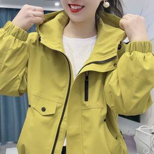 连帽休闲外套上衣冲锋衣 小个子26新款 时尚 宽松短款