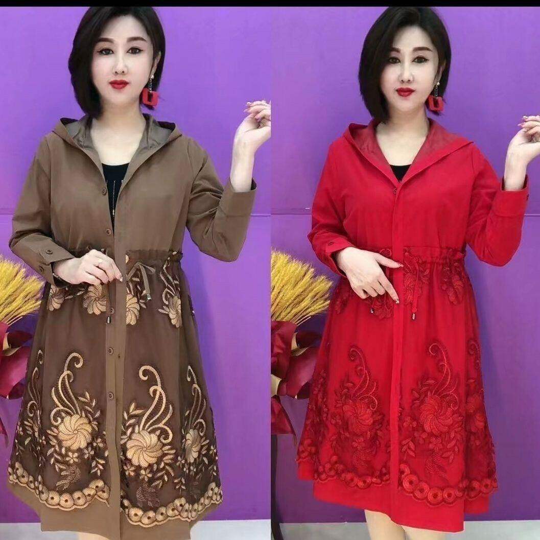 正品新款高档风衣外套女中长款重工潮流百搭宽松美女妈妈高贵显瘦