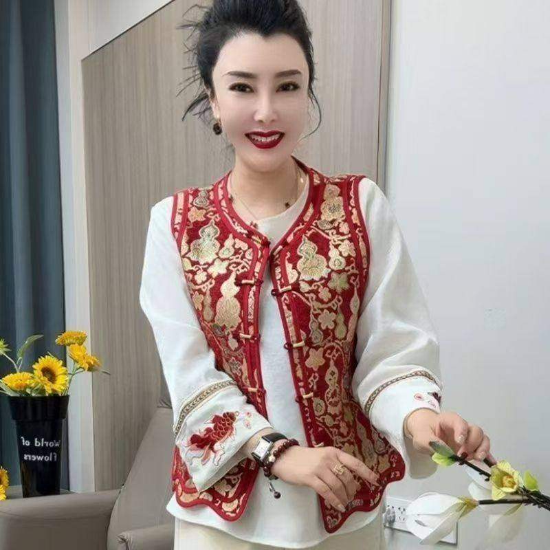 新中式福禄织锦立体提花马甲女2026春季新款气质百搭国风马夹外套,女装/女士精品,常规大码外套,淘宝优惠券,粉丝福利购,淘宝优惠卷