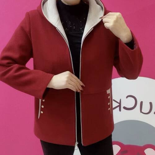 中老年女装连帽百搭新款