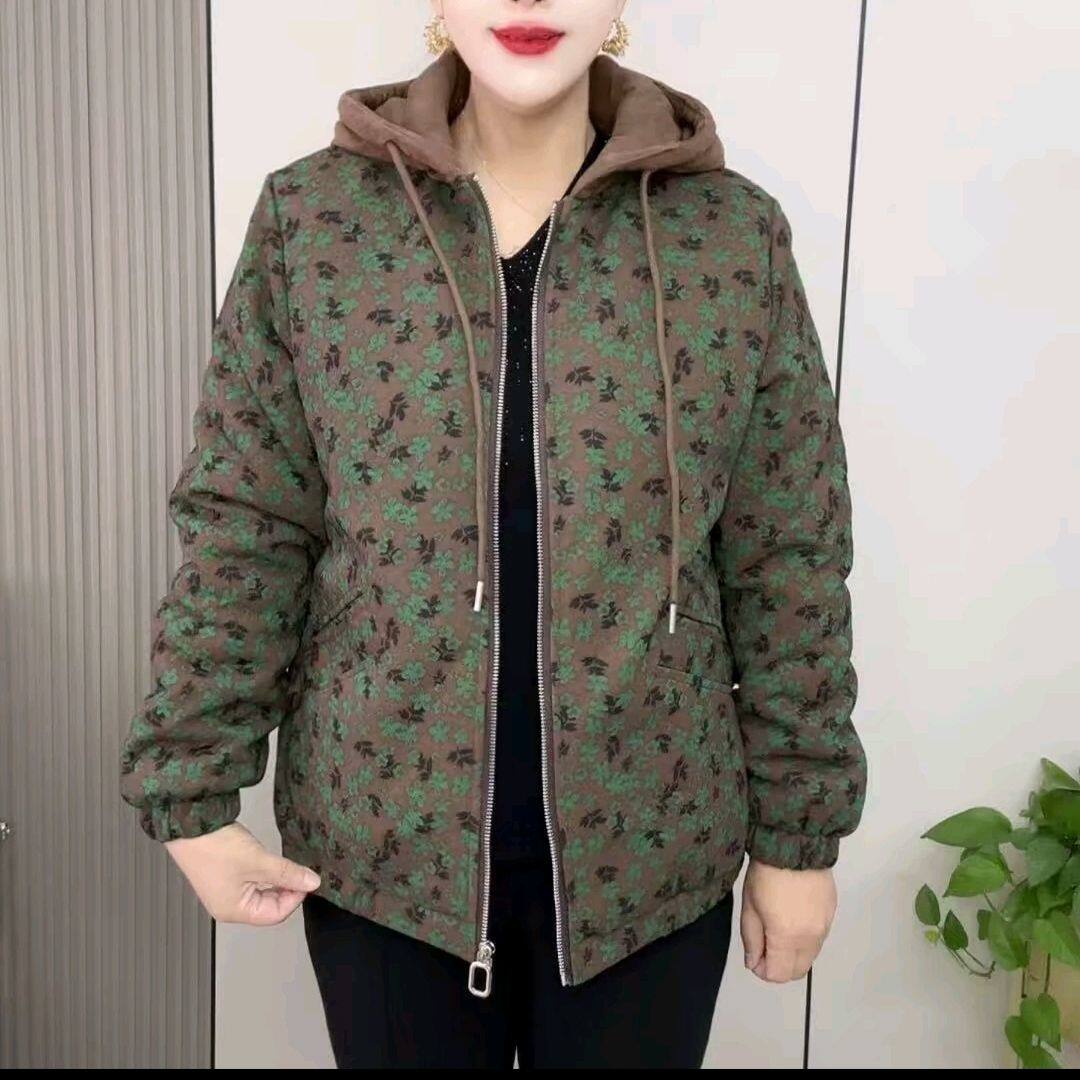 秋冬加绒连帽休闲外套妈