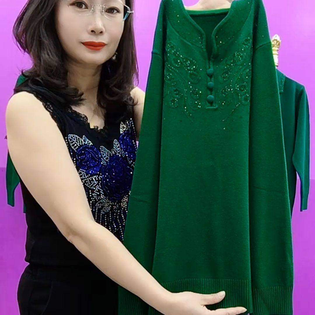 中老年新款妈妈针织秋冬针织衫洋气宽松上衣高档旗袍领打底毛衣,女装/女士精品,常规大码外套,淘宝优惠券,粉丝福利购,淘宝优惠卷