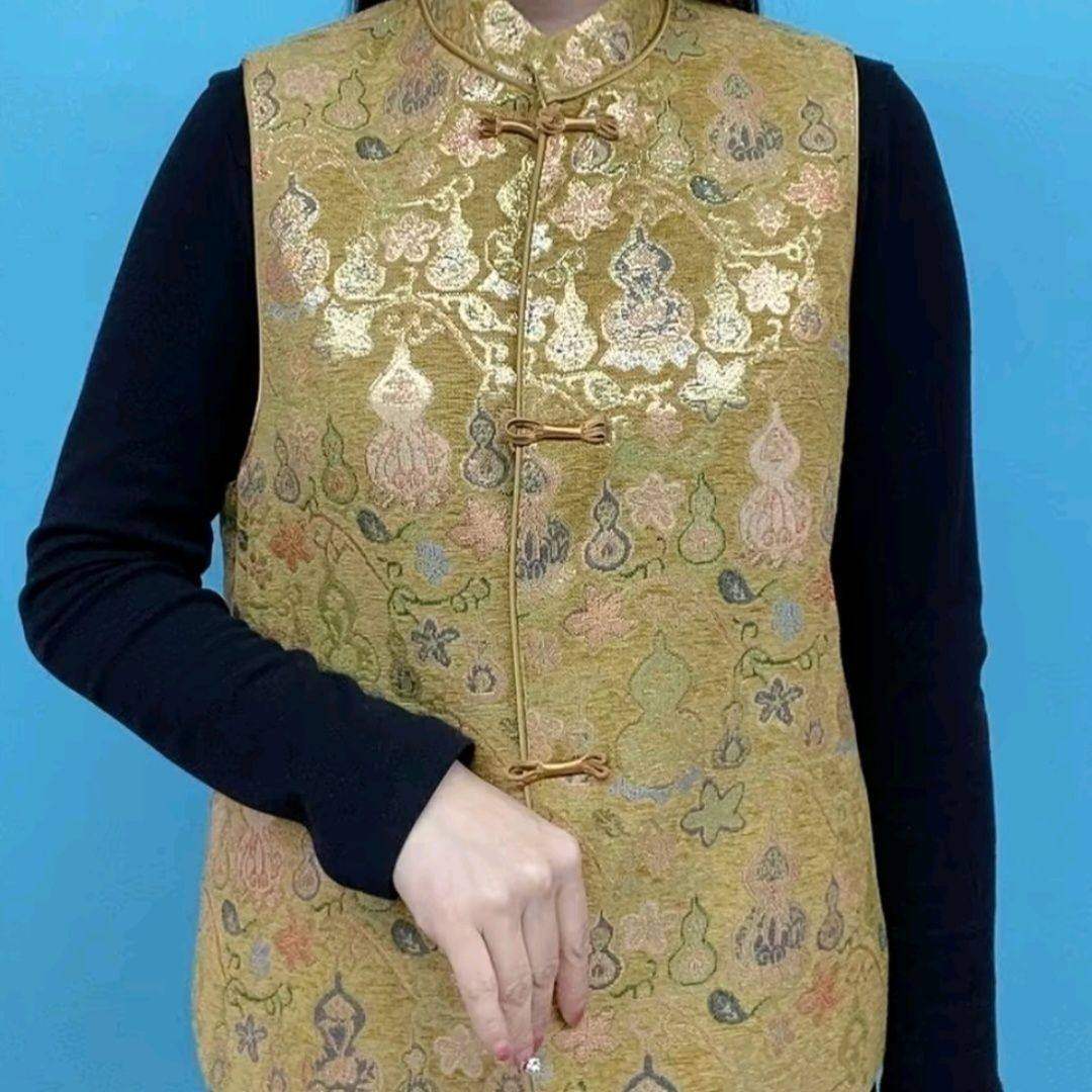 中老年冬季中式新款提花夹棉保暖加厚无袖外搭背心国风复古盘扣洋,女装/女士精品,常规大码外套,淘宝优惠券,粉丝福利购,淘宝优惠卷