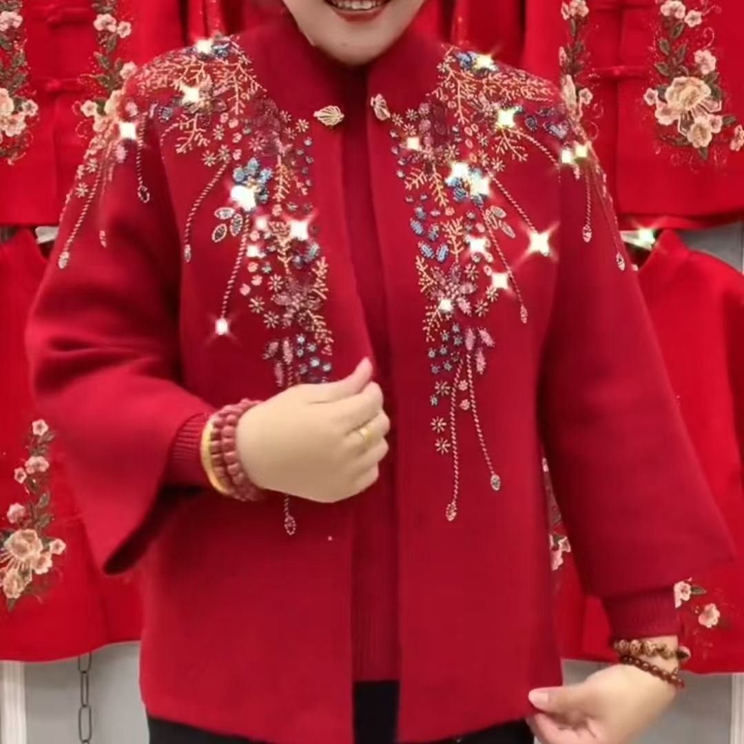 重工秋冬中式奶奶两件套