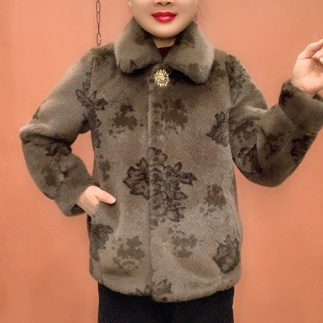 新中式风仿皮草外套女202