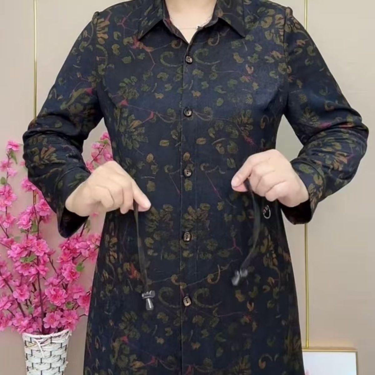 夏季新款复古碎花图案宽