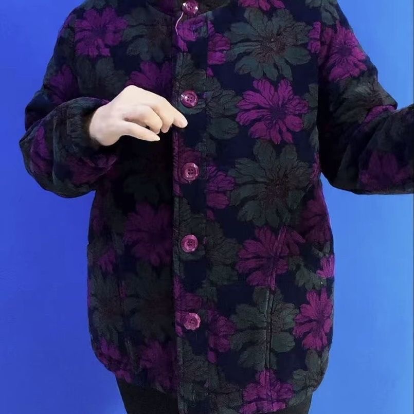 中老年妈妈装印花外套女