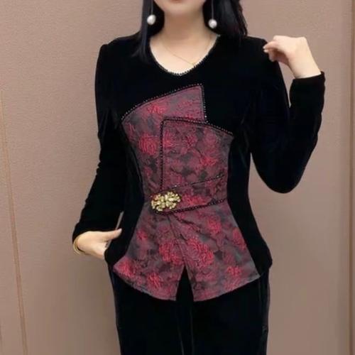 2025新款中式丝绒拼接印