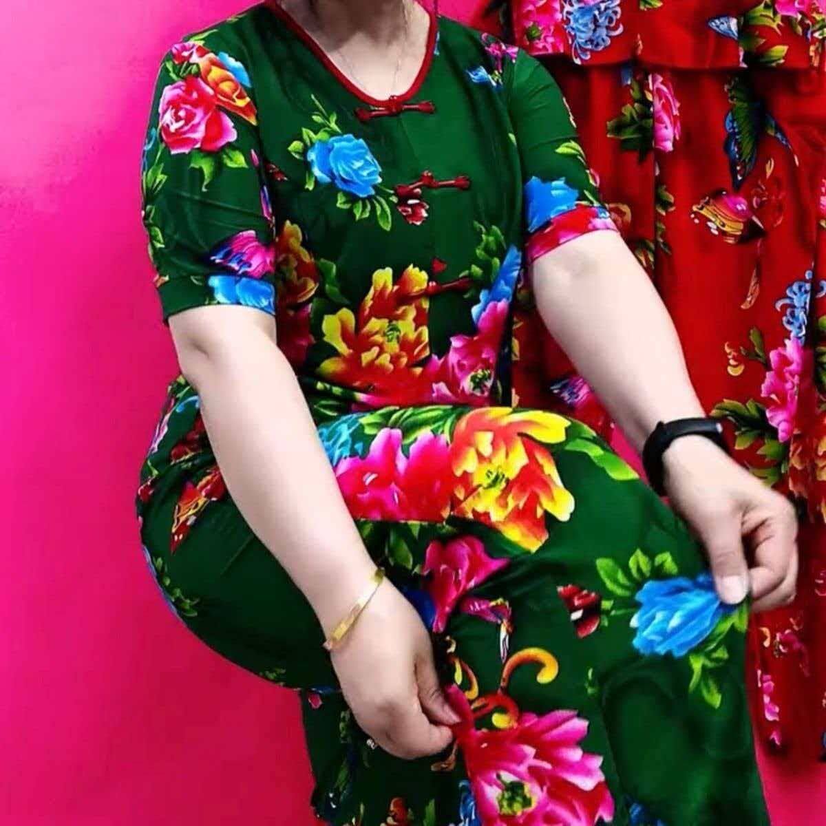 夏季新款东北大花套装时