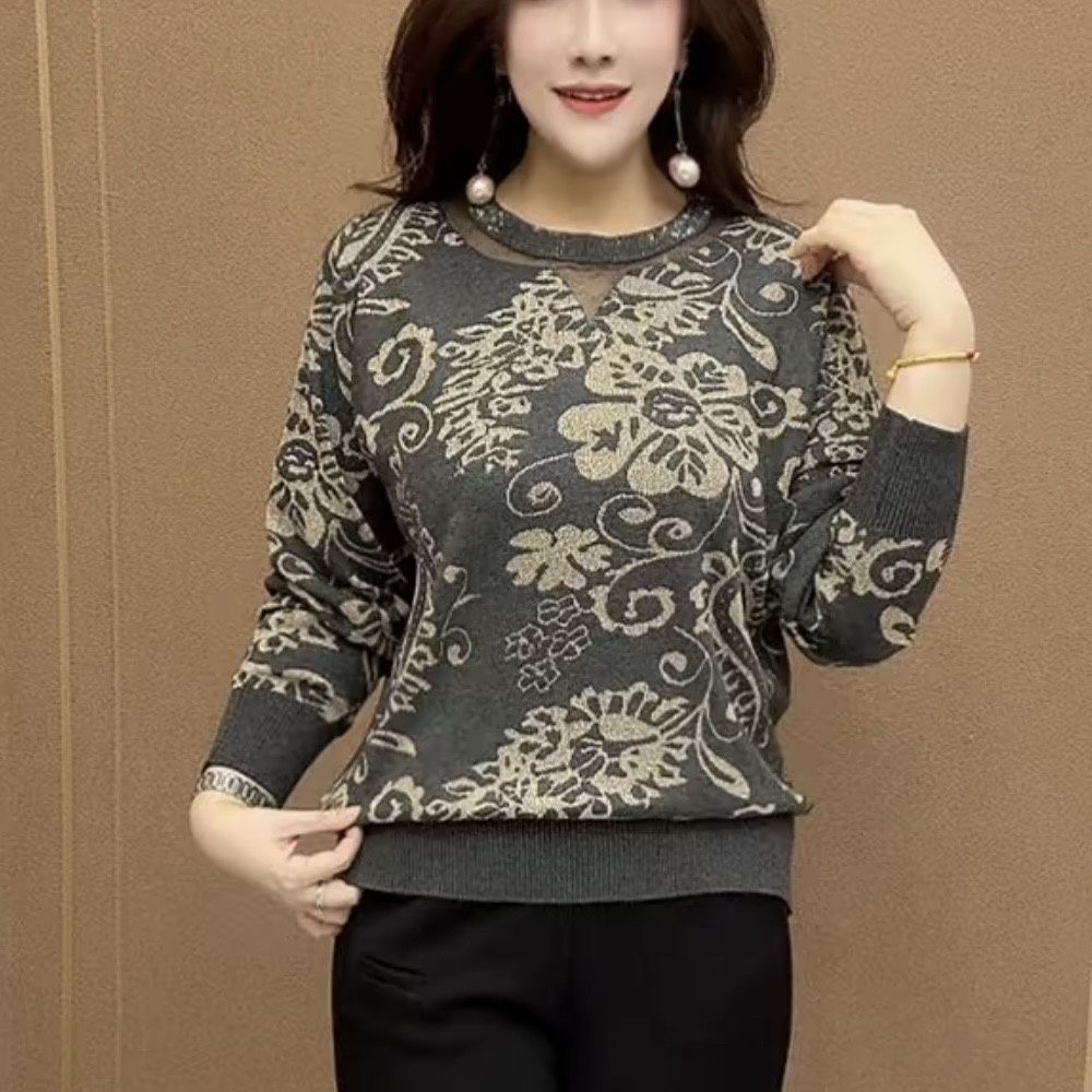 轻奢提花针织上衣女长袖