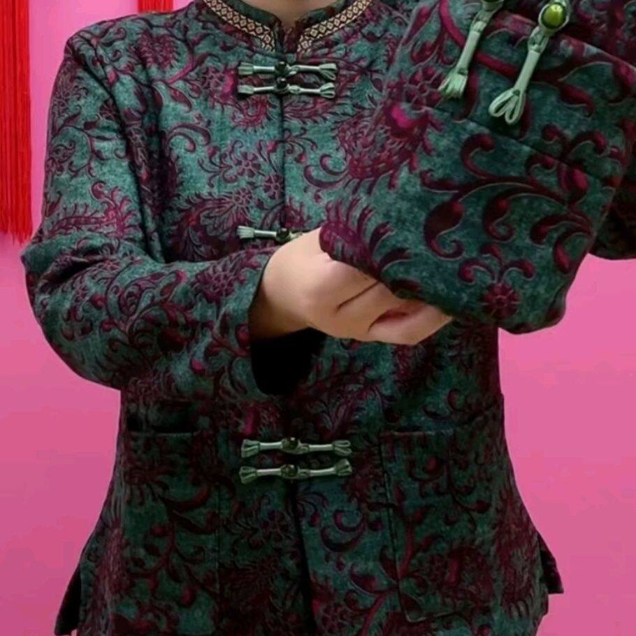 加绒保暖复古盘扣打底开衫中老年妈妈装宽松显瘦上衣百搭国风女装