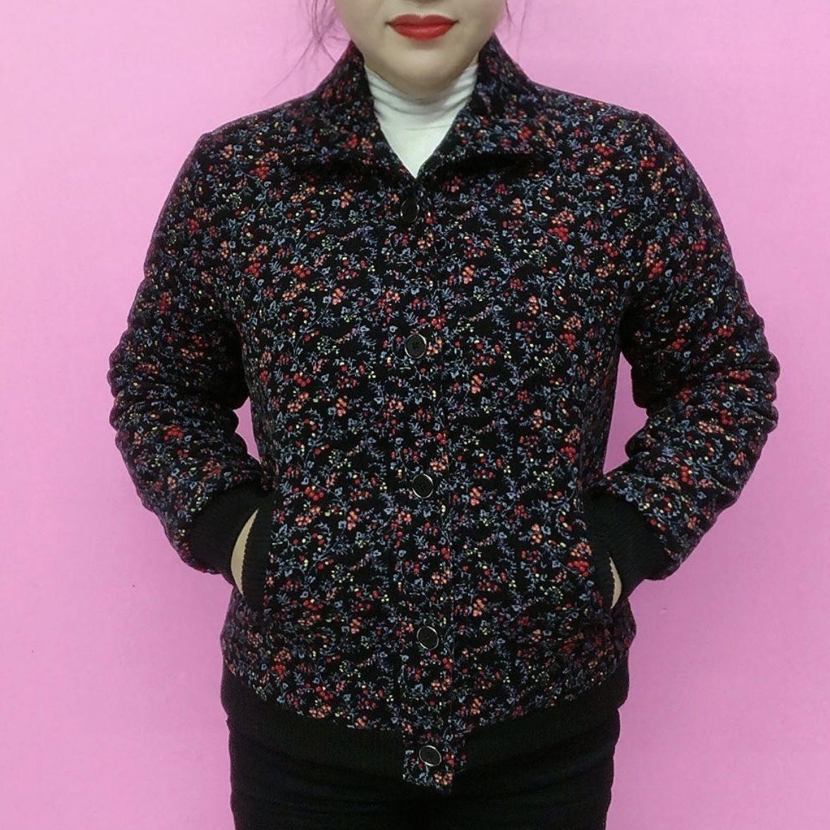 复古碎花印花外套女拉链