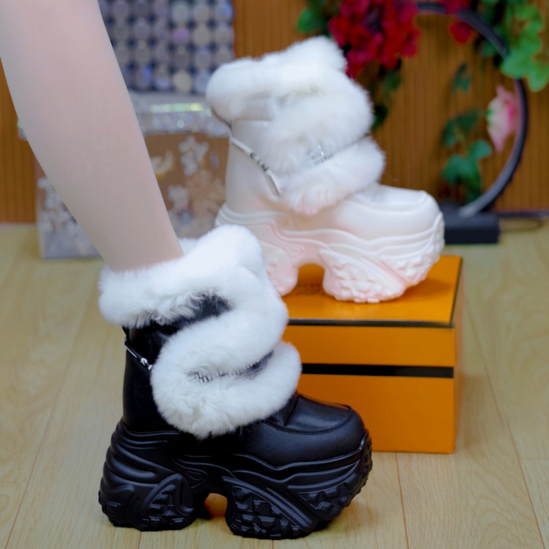 名韩诗魔术贴厚底百搭雪地靴