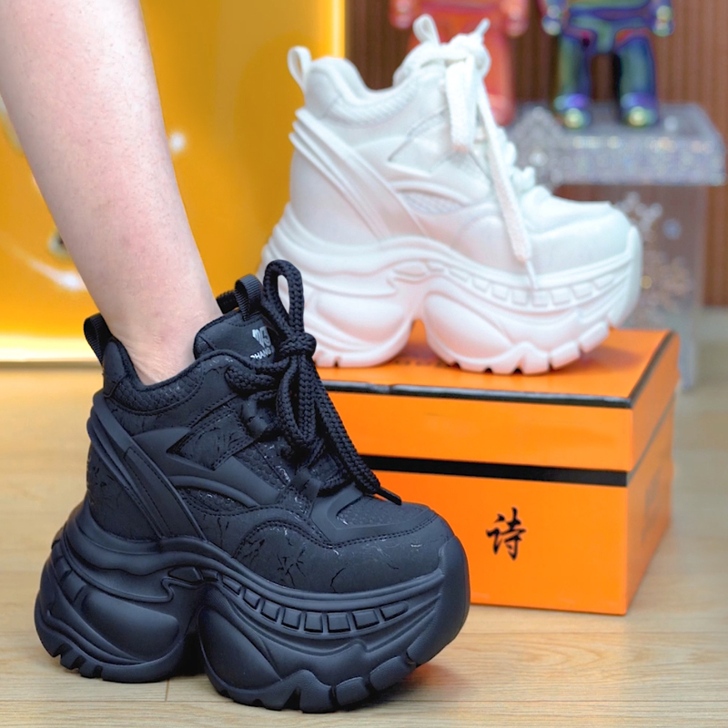 小个子加绒厚底老爹鞋女