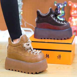 9cm内增高女鞋 厚底松糕小个子乐福鞋 2025新款 冬季 爆款 加绒勃肯鞋