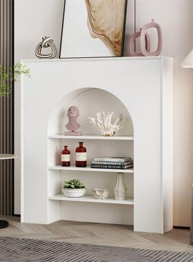 法式艺术白色玄关置物架家用室内壁炉装饰柜时尚拱形民宿欧式