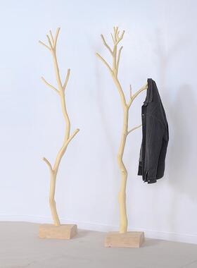 W7干树枝天然原木衣帽架酒店民宿挂衣架卧室简约现代家用实木落地