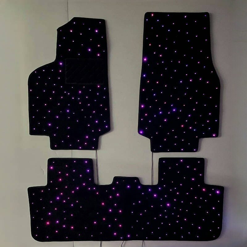 跨境热卖modely车载发光氛围灯脚垫汽车地毯内饰装饰星空毯