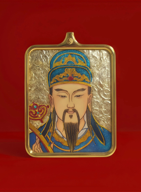 全手绘文昌帝君唐卡吊坠龙虎山