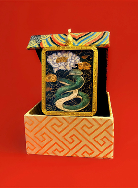 蛇年限定手绘唐卡彩晶朱砂吊坠