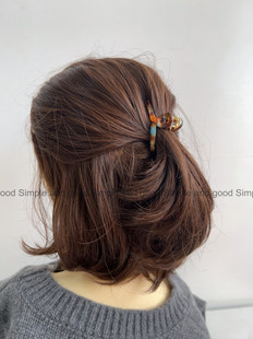 ins复古金属交叉几何小号抓夹醋酸合金法式 半丸子发夹顶夹夹子