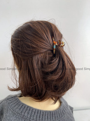 ins复古金属交叉几何小号抓夹醋酸合金法式半丸子发夹顶夹夹子