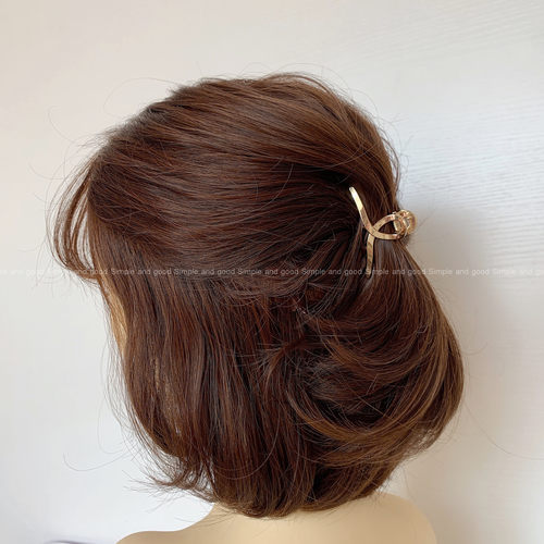 复古交叉几何小号抓夹合金法式