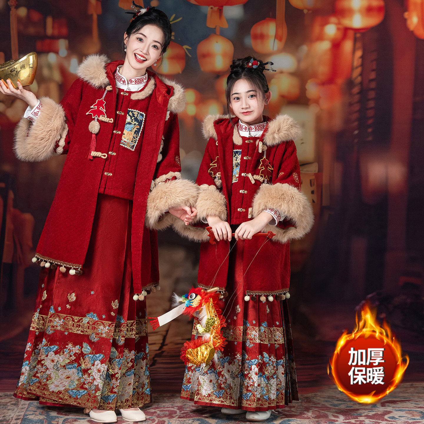 亲子装唐装国风新中式拜年服战袍