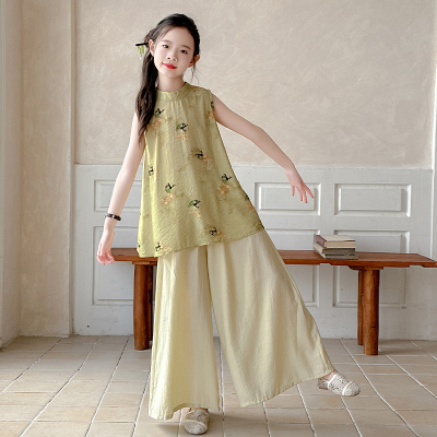 女童新中式夏季薄款无袖汉服套装