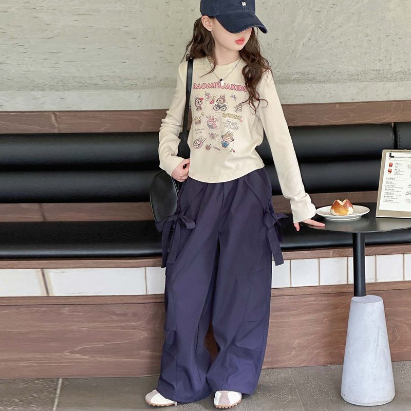 春秋洋气中大童韩系工装裤两件套