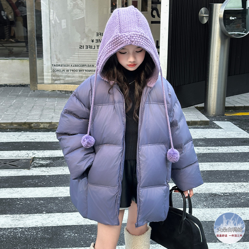 女童白鸭绒羽绒服2025冬装新款