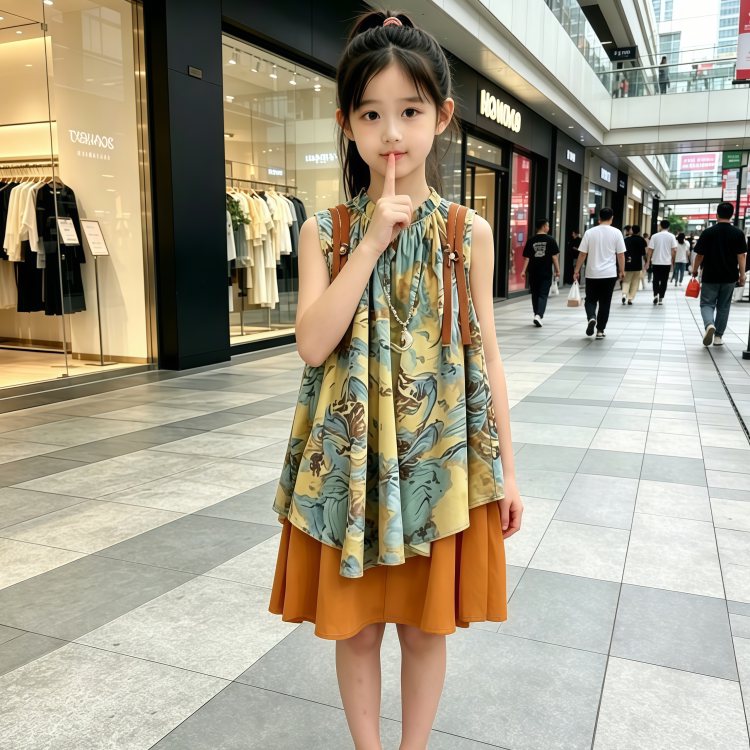 女童夏季甜美印花连衣裙新款图片