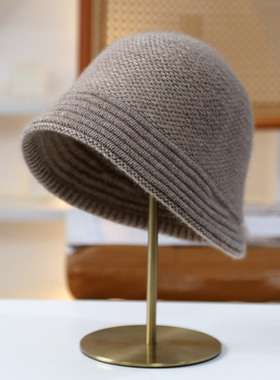 云朵感~柔软山羊绒纱线针织渔夫帽轻暖细腻渔夫帽显脸小秋冬盆帽