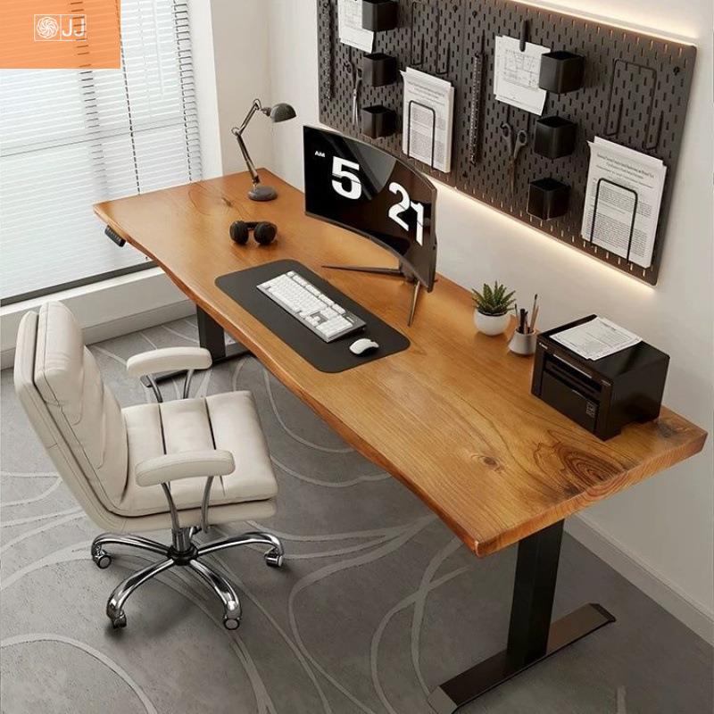 办公桌实木工作台家用竞桌智能电动升降桌子书桌学习电脑桌办公桌