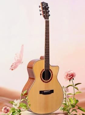 斯麦吉他simger进阶全单wy-530ss指板镶嵌学生男女加振民谣吉他