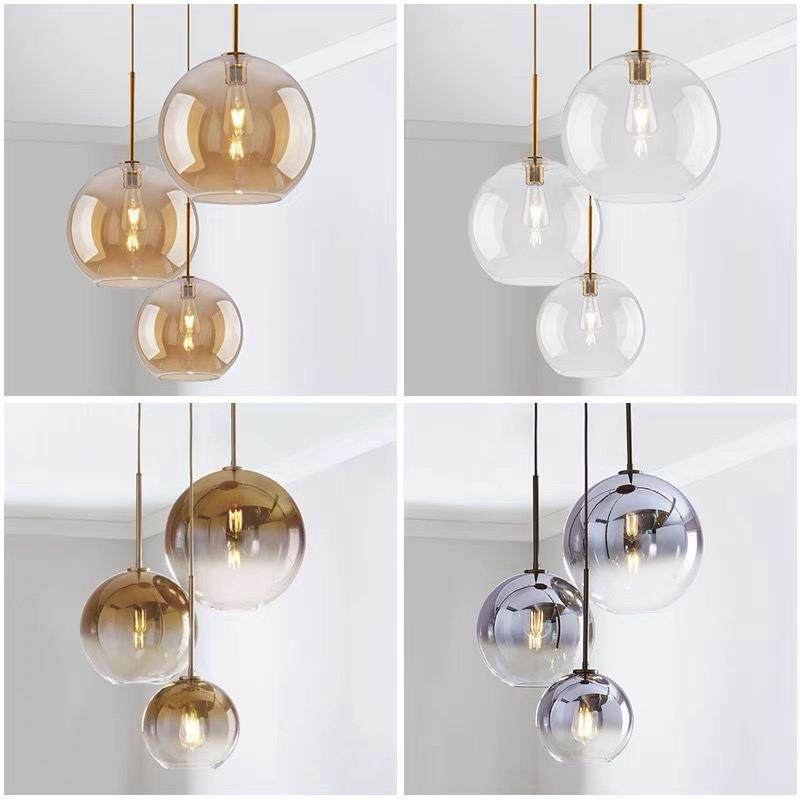 北欧简约玻璃球吊灯创意餐厅吧台店铺装饰单头圆形轻奢艺术吊灯