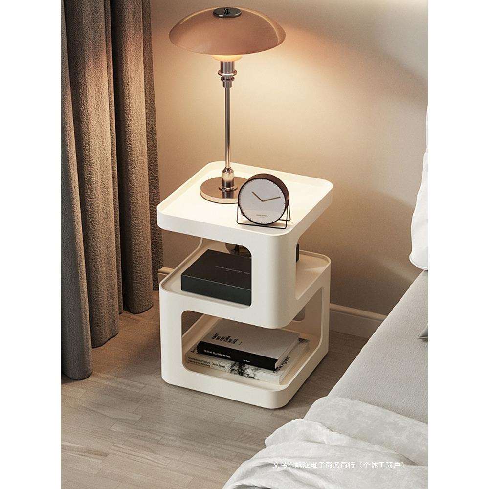 轻奢创意床头柜现代简约客厅沙发边柜置物架简易卧室床边柜储物柜