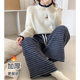 可外穿格子条纹裤 冬季 韩版 显瘦宅女暖暖裤 新款 珊瑚绒加厚保暖睡裤