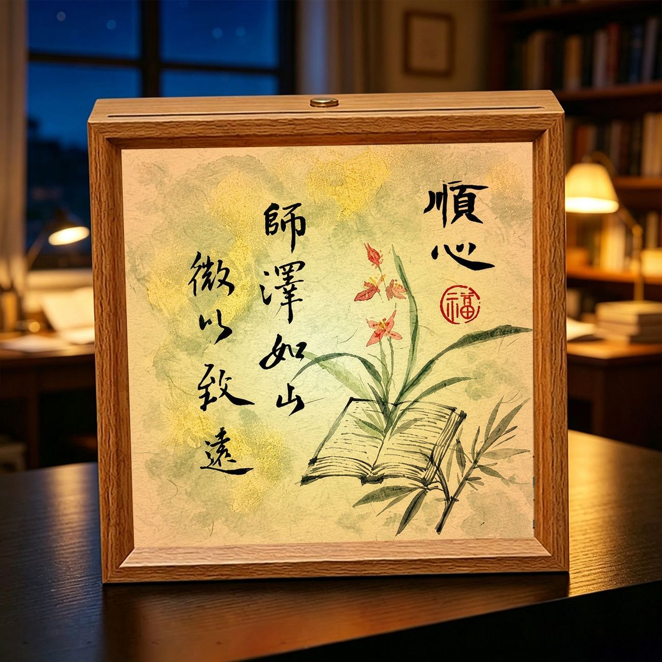 教师节送老师创意装饰字画小夜灯灯光木质相框桌面摆件氛围礼物