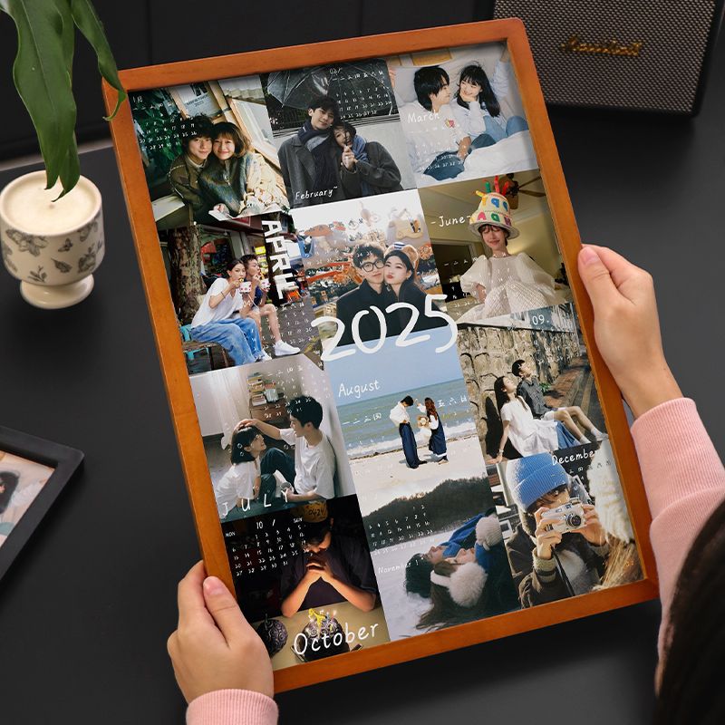 2025年日历照片相框情侣宠物狗儿童小众跨年礼物相框照片定制diy