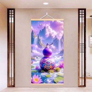 紫气葫芦好运莲莲走廊客厅卧室简约大气挂画房间玄关墙面装饰壁画