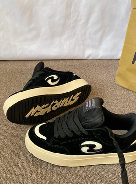 港风复古黑色板鞋男ins潮2026春季新款情侣百搭运动休闲面包鞋子