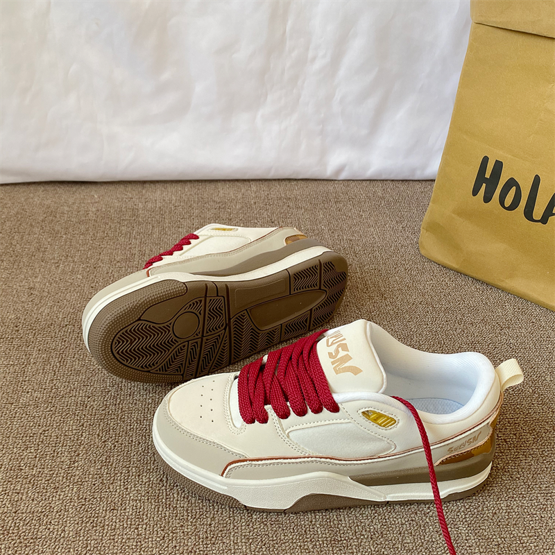 情侣复古米红色板鞋男ins潮2026春季新款小白鞋百搭运动休闲鞋子,流行男鞋,休闲板鞋,淘宝优惠券,粉丝福利购,淘宝优惠卷