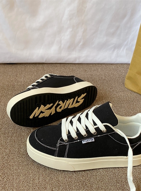 韩版复古黑色情侣板鞋男ins潮2026春季新款百搭运动休闲德训鞋