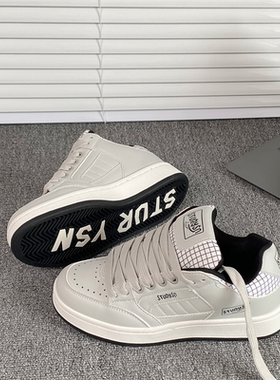 港风厚底小众灰色面包鞋男ins潮2026春季新款百搭运动休闲板鞋子