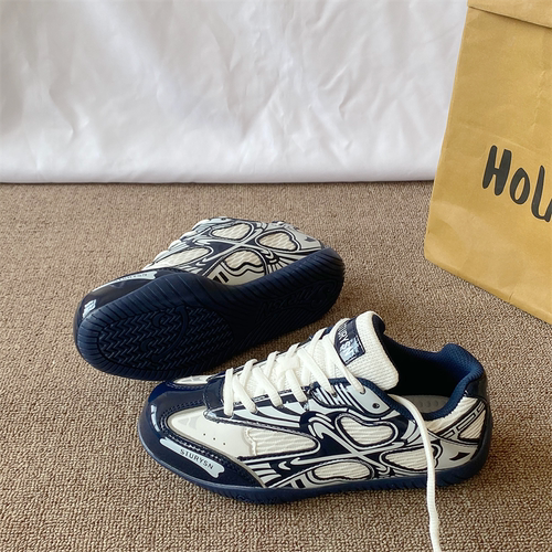 赛车鞋/白蓝色德训鞋男女同款2025冬季新款网面透气百搭休闲板鞋