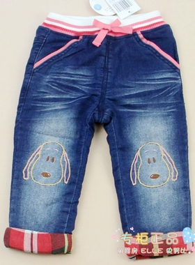 断码秒杀 史努比专柜正品童装 女童韩版牛仔夹棉长裤棉裤40554